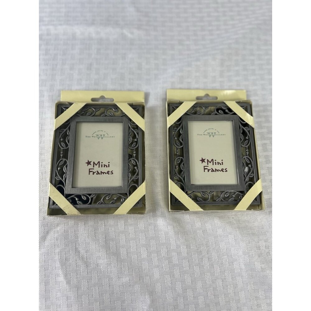 Lot Of 2 The Weston Gallery Pewter 2 x 3 Frame Open Vine Border NEW‎ Very Pretty